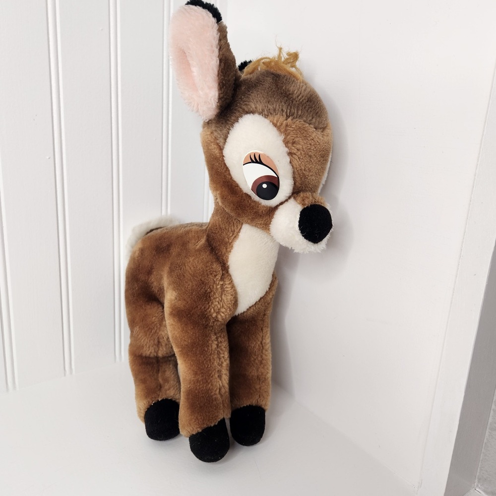 Vintage 1980s Disney World Bambi Plush Brown Soft Stuffed Animal Deer Disneyland